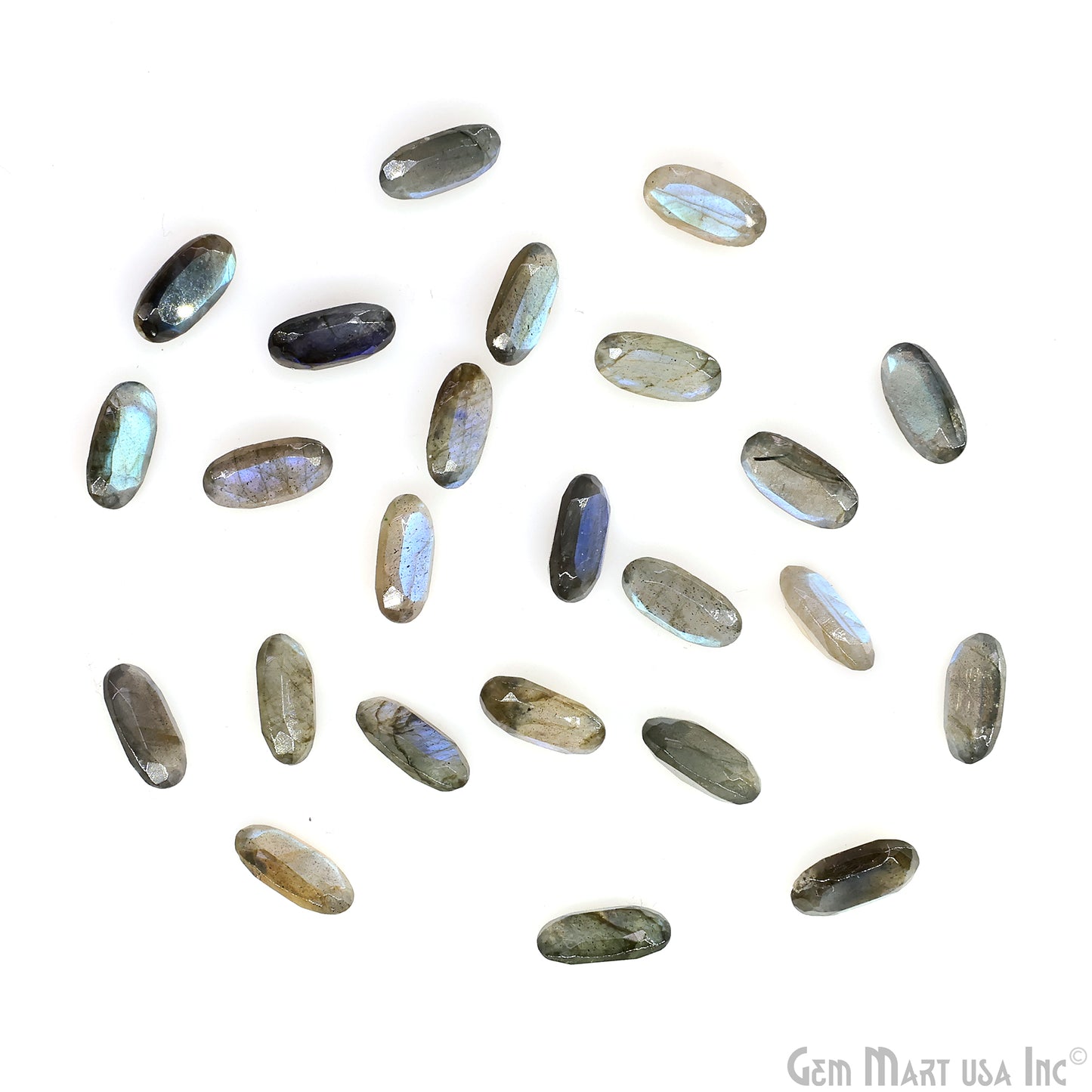 Labradorite Wholesale Gemstones, 100% Natural Semi-Precious Gems, Blue Flash Faceted Loose Gems, 12x6mm, Oval, 4PC Lot