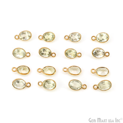 Oval 6x8mm Brilliant Cut Gold Plated Bezel Single Bail Connector