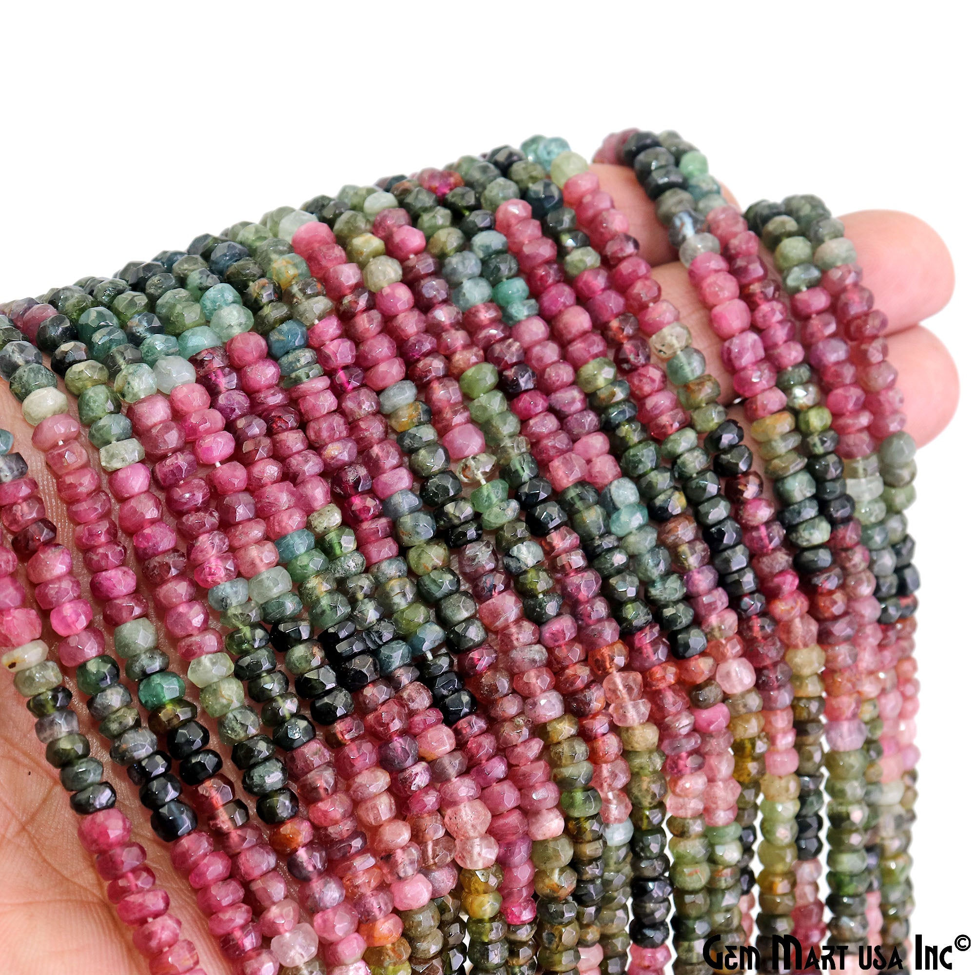 Multi Tourmaline Beaded 5-6mm 13" Length Gemstone Rondelle Beads