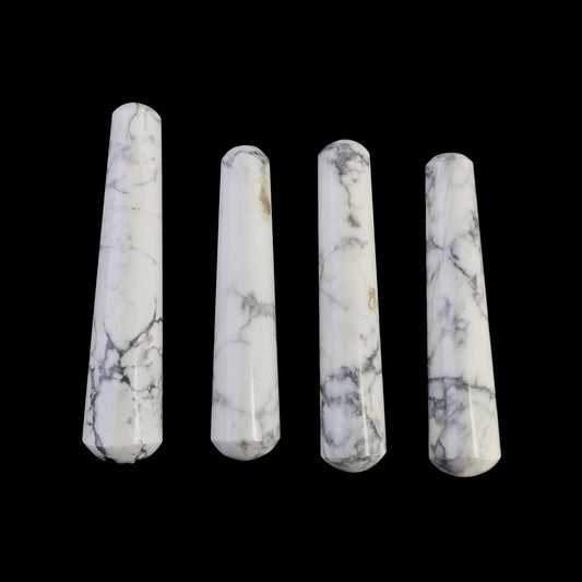 Howlite Hand Made SPA Massage Wand Reiki Healing Crystal Relaxation Meditation Collection Gift, Healing Crystal, 4Inch