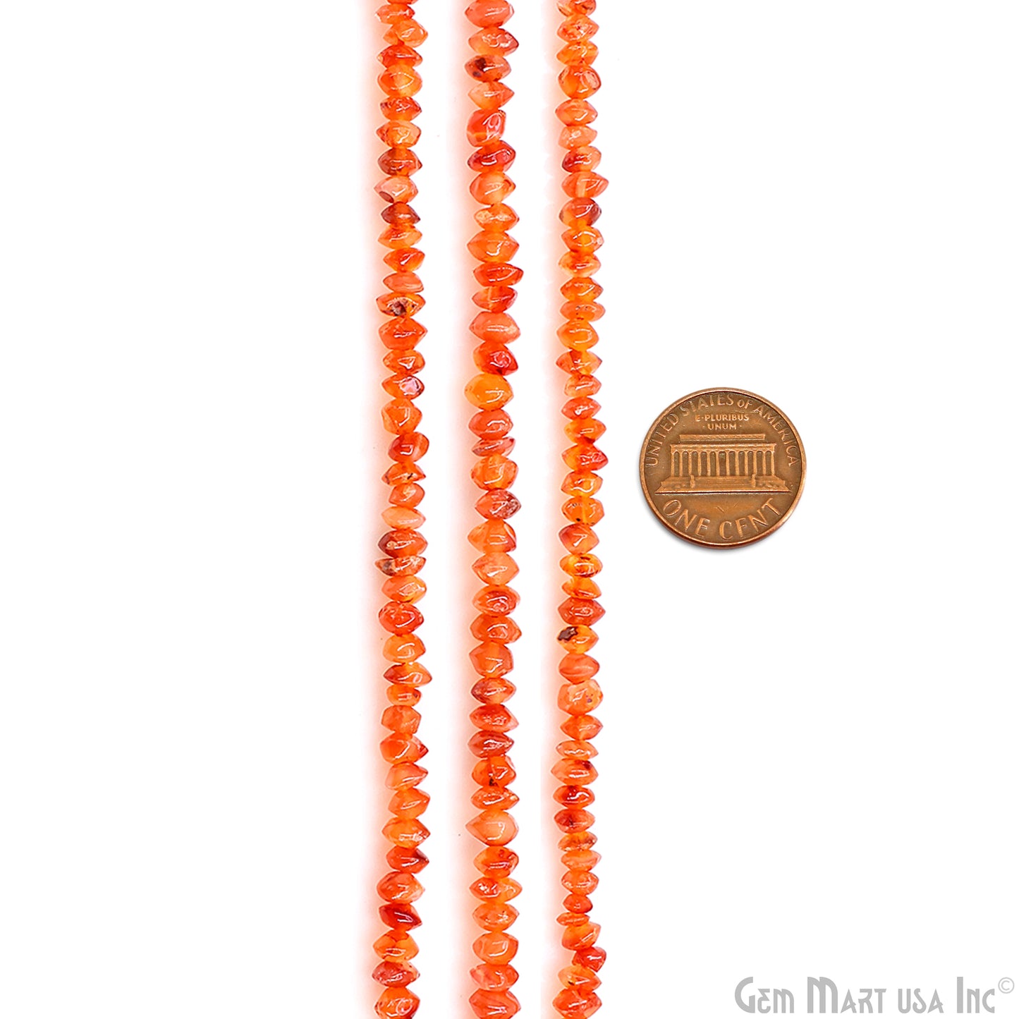 Carnelian Faceted Round Drilled Beads 2-4mm Waist Beads, Rondelle Bead Strand 13 Inch
