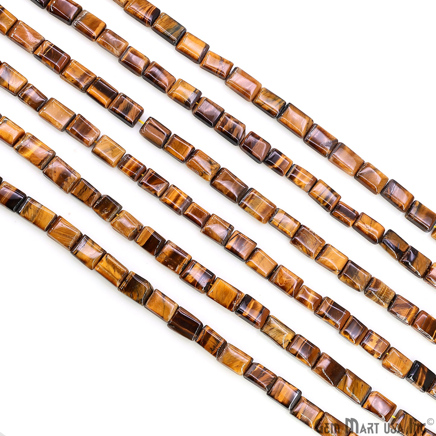 Tiger Eye Smooth Square Drilled Beads 7-10X6-7mm Waist Beads, Rondelle Bead Strand 13 Inch