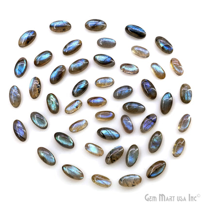 Labradorite Wholesale Gemstones, 100% Natural Semi-Precious Gems, Blue Flash Cabochon Loose Gems, 14x6mm, Oval, 4PC Lot