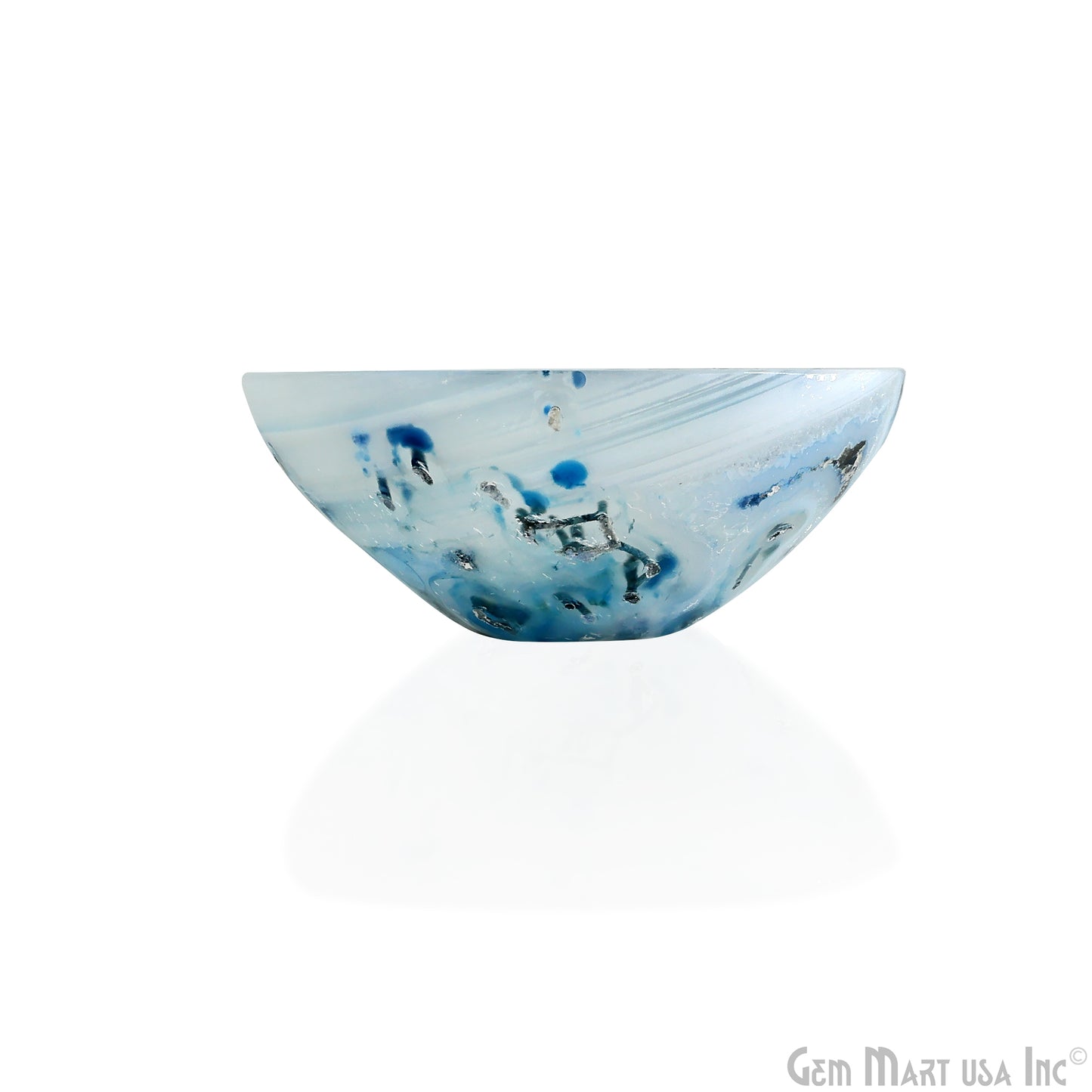 Natural Blue Onyx Mini Carved Gemstone Bowl Cup 2 inch