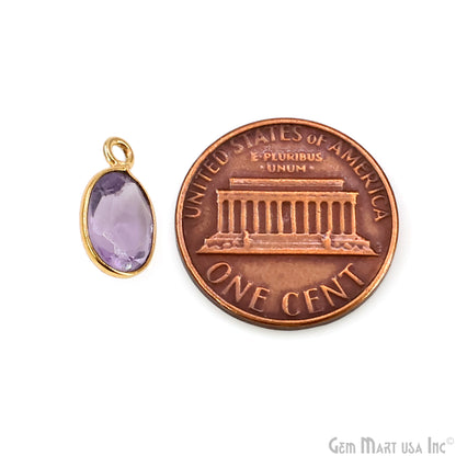 Oval 7x9mm Brilliant Cut Gold Plated Bezel Single Bail Connector