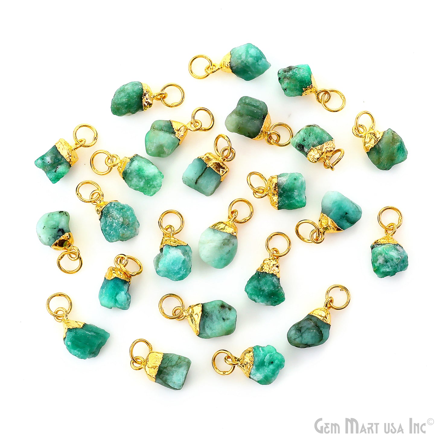 Rough Gemstone Gold Electroplated Single Bail Charm Connector