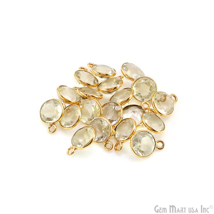 Round 8mm Brilliant Cut Gold Plated Bezel Single Bail Gemstone Connector