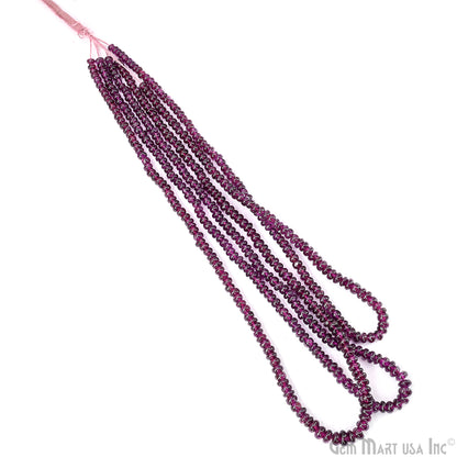 Rhodolite Rondelle Beads, 17 Inch Gemstone Strands, Drilled Strung Nugget Beads, Faceted Round, 3mm