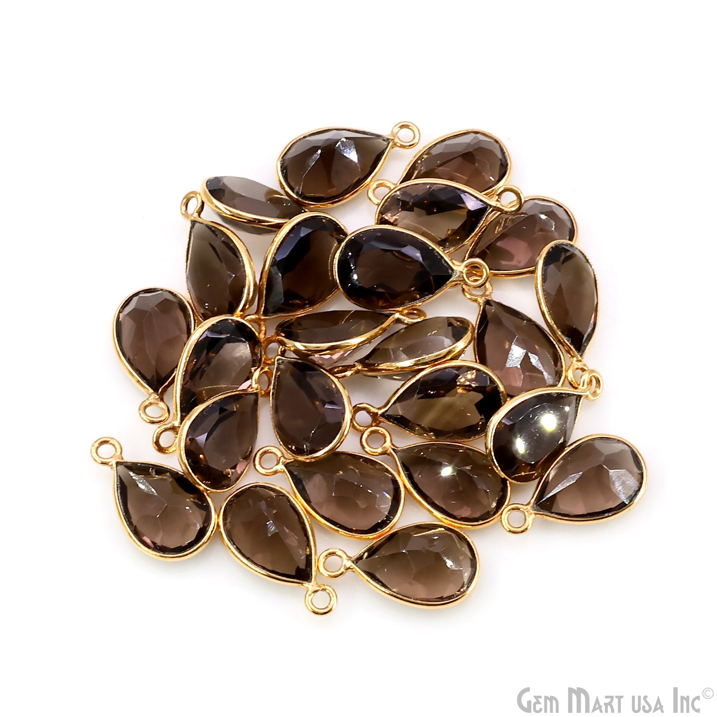 Pears 8x12mm Brilliant Cut Gold Plated Bezel Single Bail Gemstone Connector