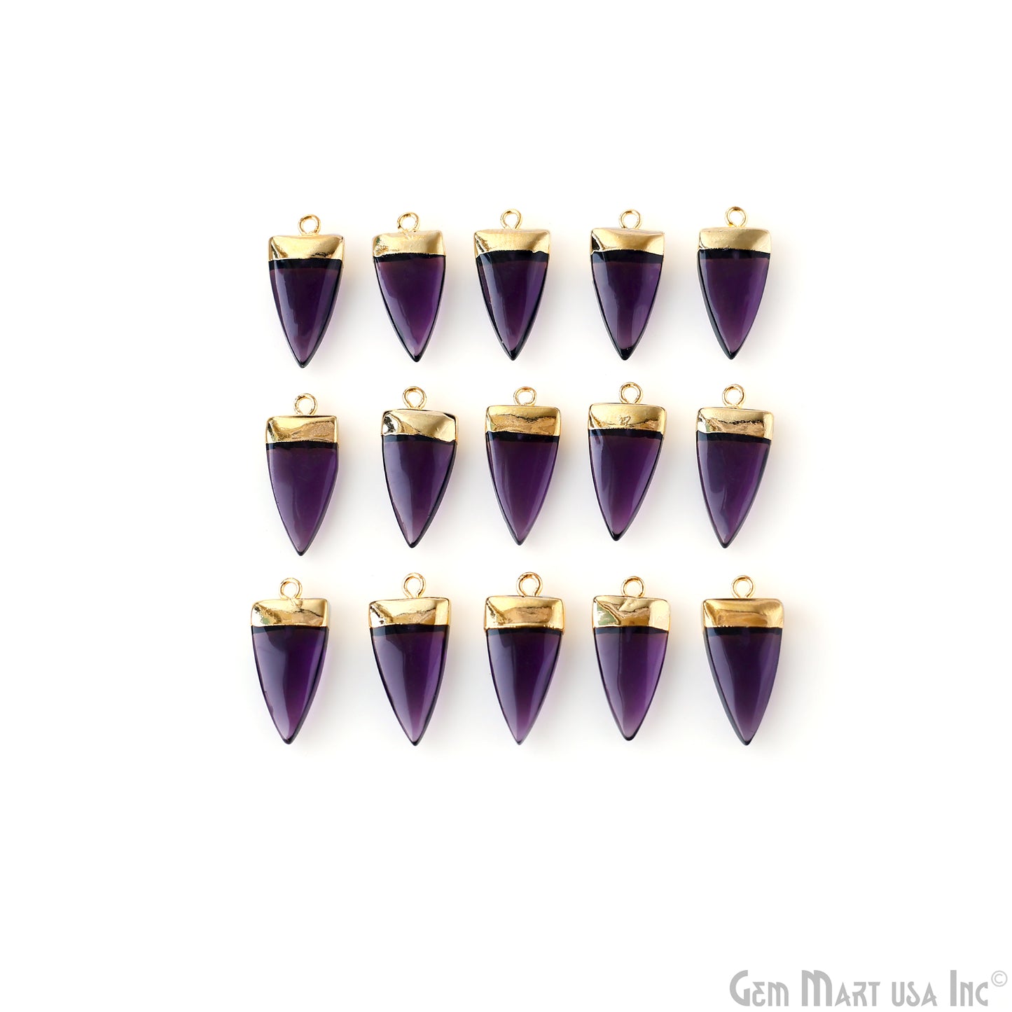 Gemstone Triangle 24x10mm Gold Electroplated Single Bail Connector