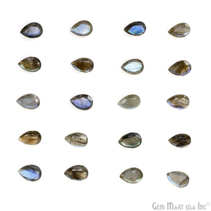 Labradorite Wholesale Gemstones, 100% Natural Semi-Precious Gems, Blue Flash Faceted Loose Gems, 8x12mm, Pears, 4PC Lot