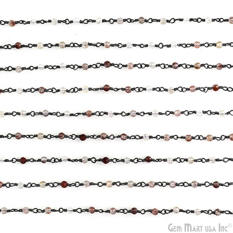 Copper Rutile Faceted 2.5-3mm Oxidized Beaded Wire Wrapped Rosary Chain