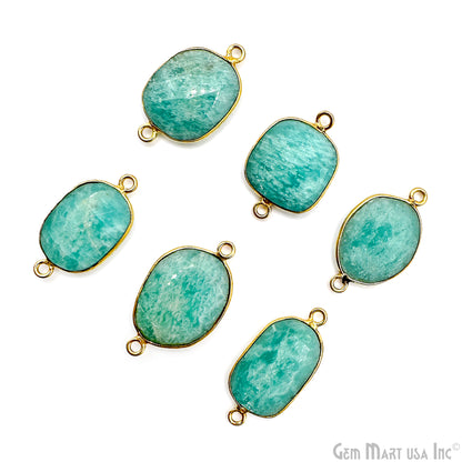 Amazonite Free Form Gold Plated Bezel Gemstone Connector 13x18mm