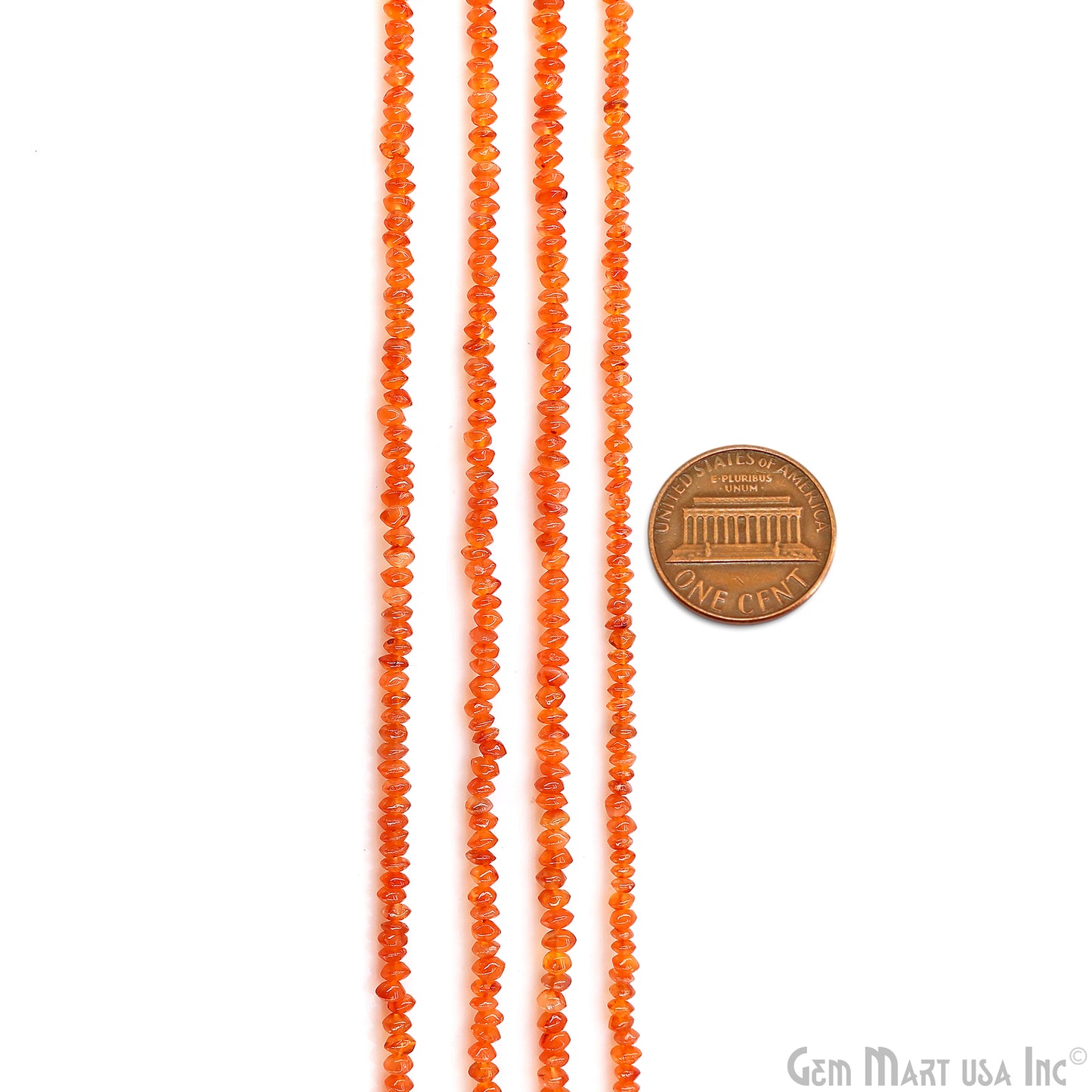 Carnelian Faceted Round Drilled Beads 3-4mm Waist Beads, Rondelle Bead Strand 14 Inch