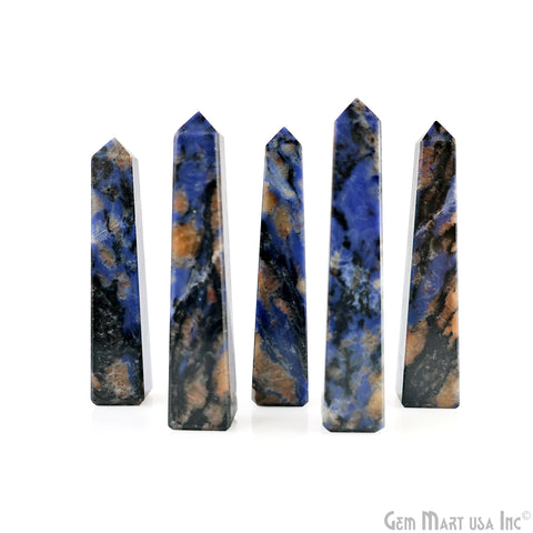 Sodalite Gemstone Rectangle Tower Shape 4Inch Crystal Tower Obelisk Healing Meditation Gemstones