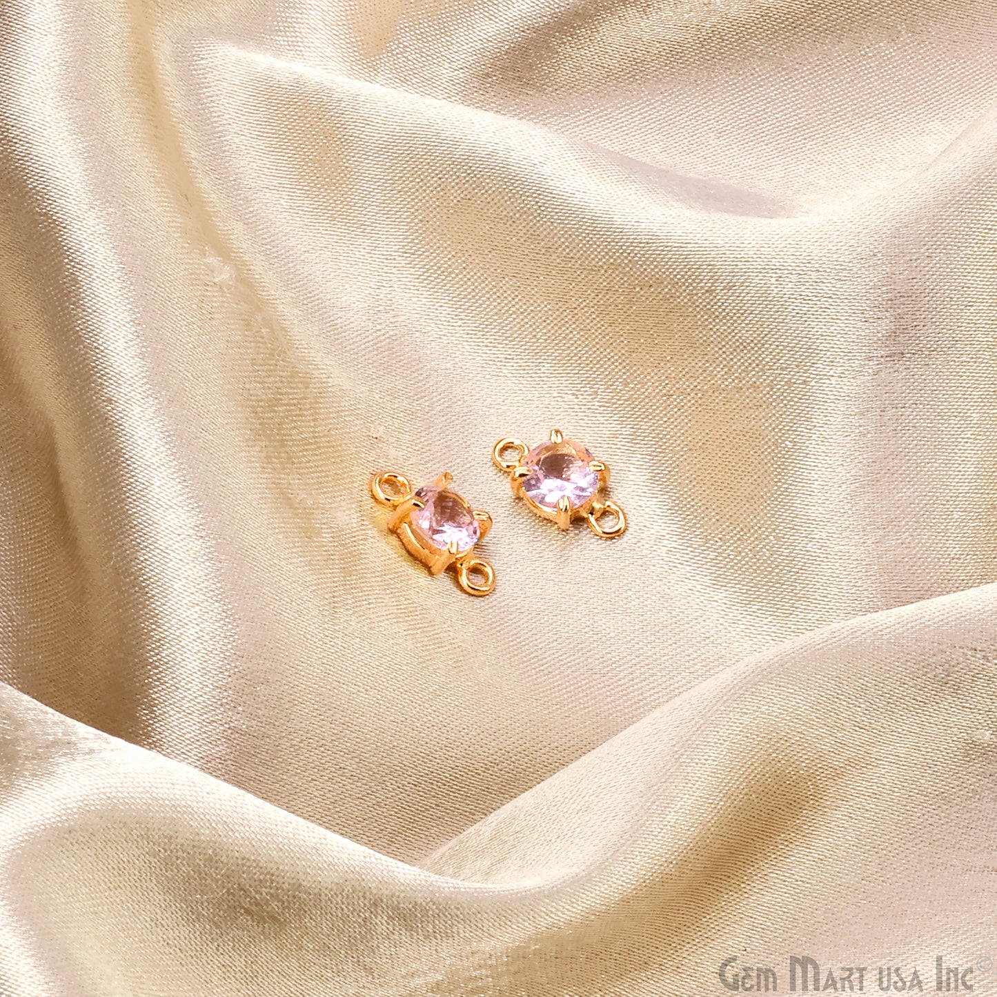 Morganite Prong Setting Gold Plated Flashy Gemstone Double Bail Connector