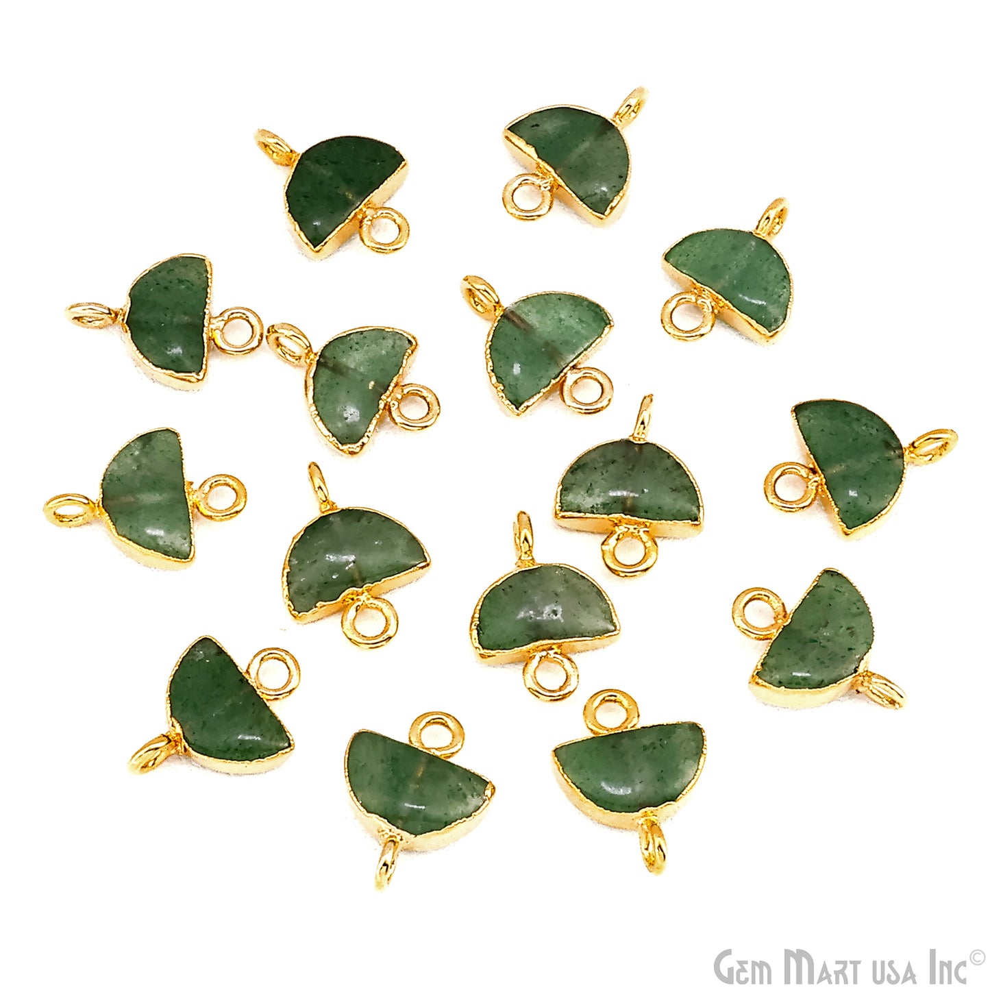 Half Moon 14x11mm Gold Electroplated Double Bail Connector Charm