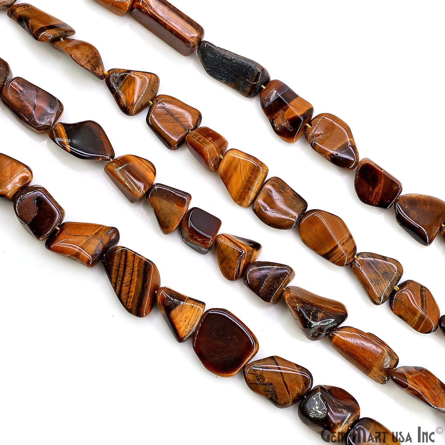 Tiger Eye Tumble Beads Free Form Drilled Beads 8-11X15-25mm Waist Beads, Rondelle Bead Strand 14 Inch