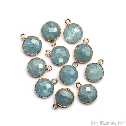 Round 10mm Single Bail Gold Plated Gemstone Bezel Connector