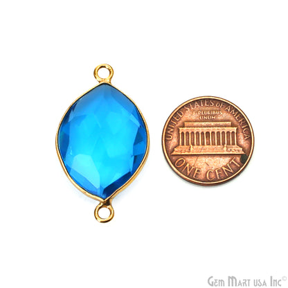 Marquise 14x18mm Double Bail Gold Bezel Gemstone Connector