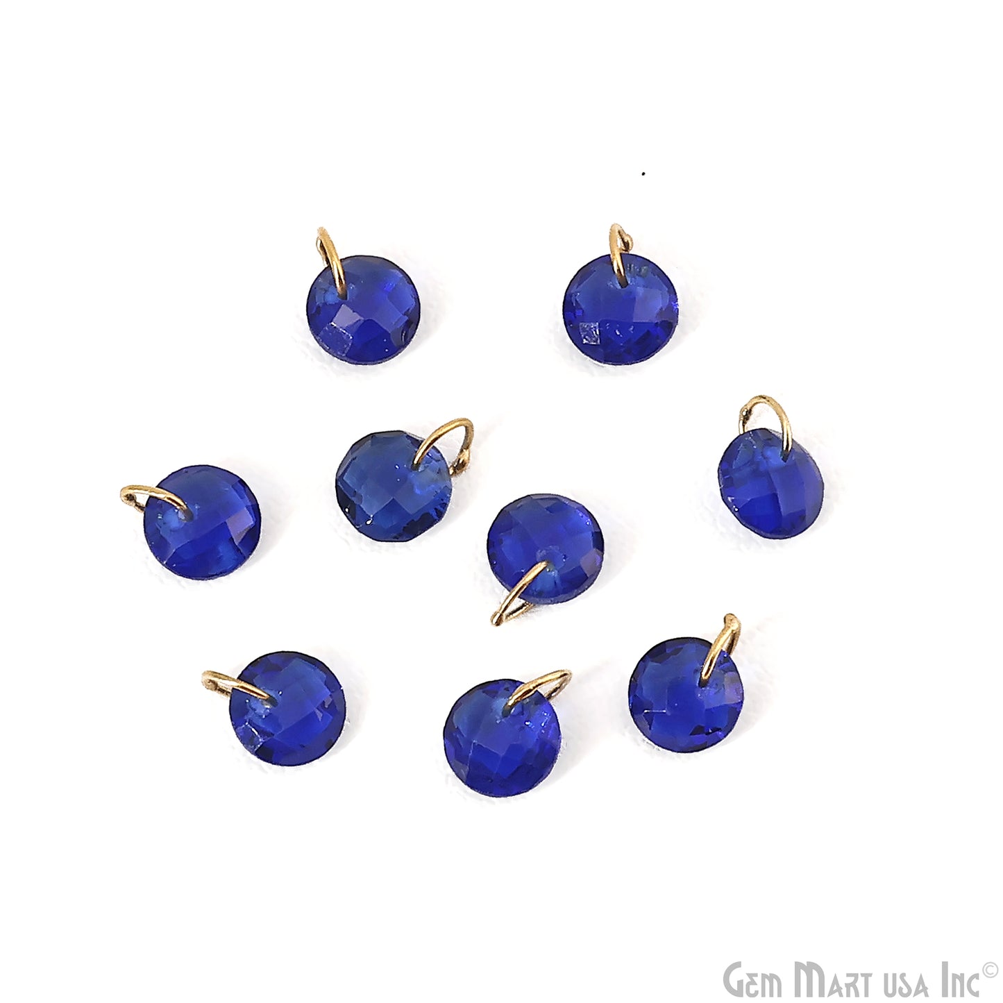 Round Faceted 8x6mm Gold Plated Single Bail Wire Loop Glass Stone Pendant Connector Charm
