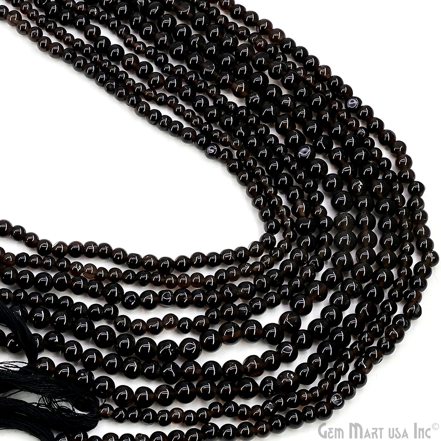 Black Spinel Smooth Round Drilled Beads 3-5mm Waist Beads, Rondelle Bead Strand 13 Inch