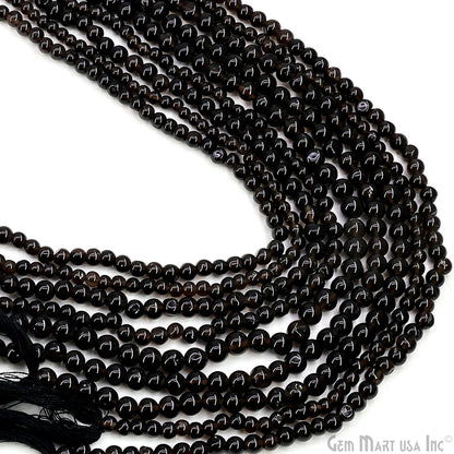 Black Spinel Smooth Round Drilled Beads 3-5mm Waist Beads, Rondelle Bead Strand 13 Inch