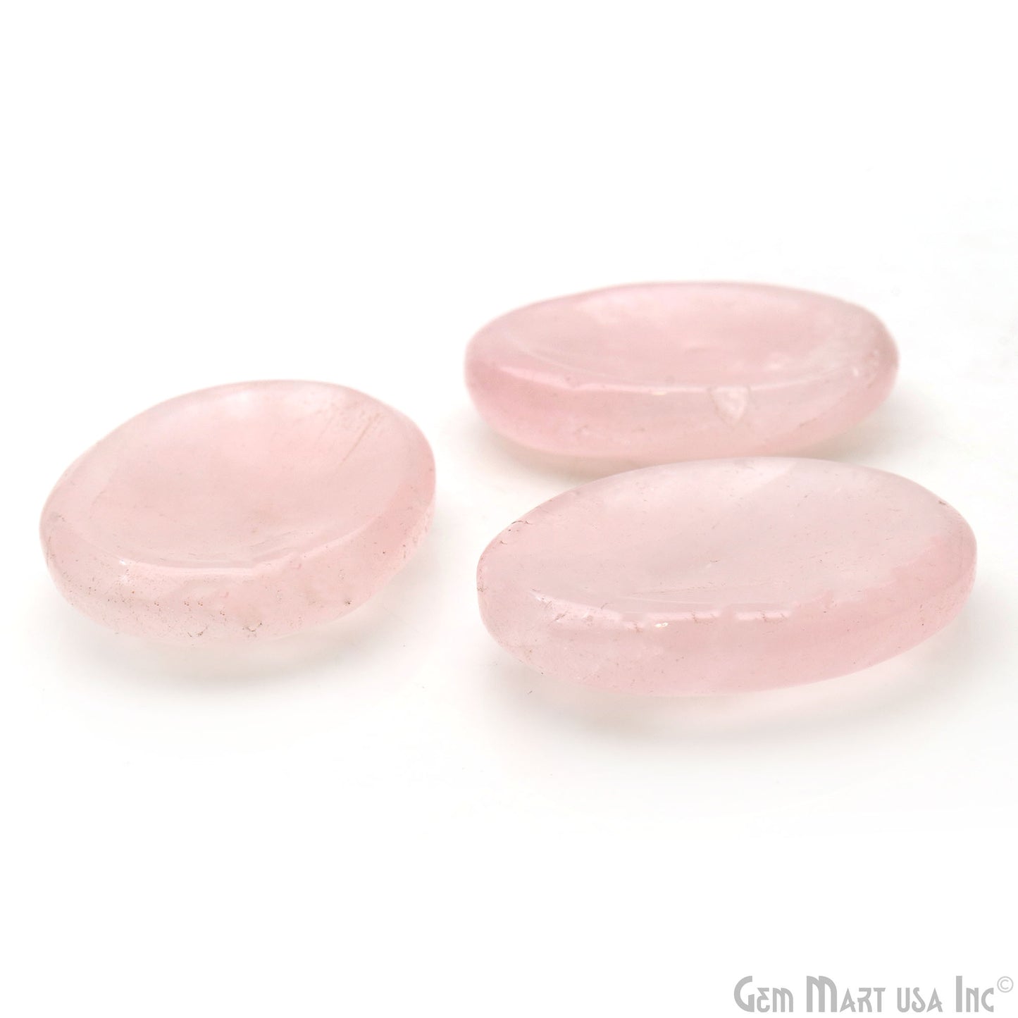 Rose Quartz Oval Worry Stone - Natural Hand-Carved Thumb Gemstone