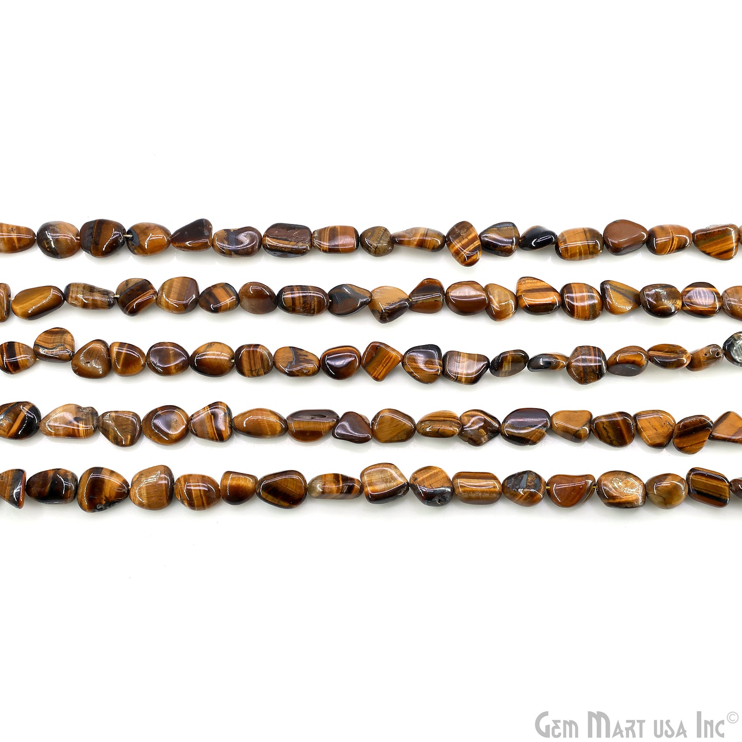 Tiger Eye Tumble Beads Free Form Drilled Beads 7-8X10-13mm Waist Beads, Rondelle Bead Strand 15 Inch