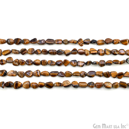 Tiger Eye Tumble Beads Free Form Drilled Beads 7-8X10-13mm Waist Beads, Rondelle Bead Strand 15 Inch