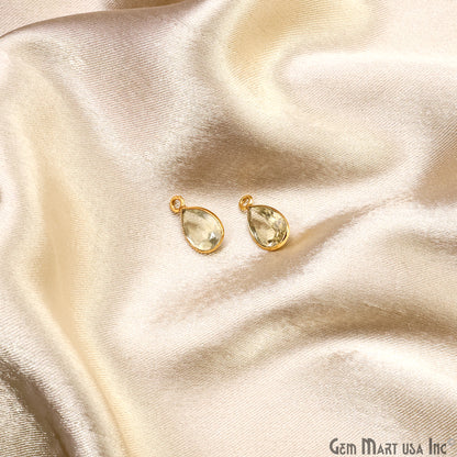 Pears 7x10mm Brilliant Cut Gold Plated Bezel Single Bail Connector