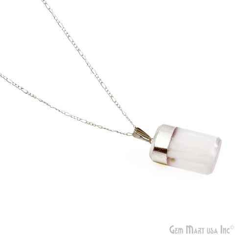 Selenite Free Form Shape Silver Electroplated Pendant