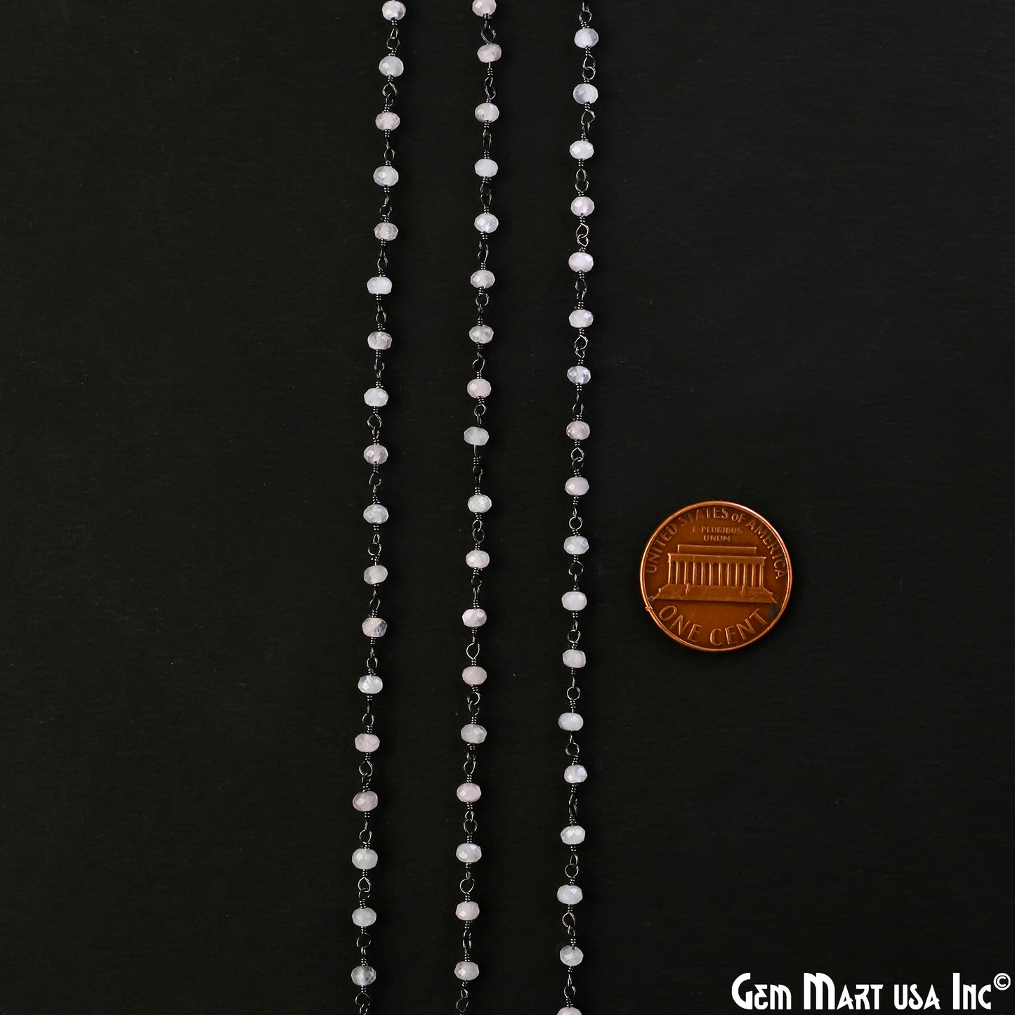 Rose Quartz 3mm Oxidized Wire Wrapped Gemstone Beads Rosary Chain