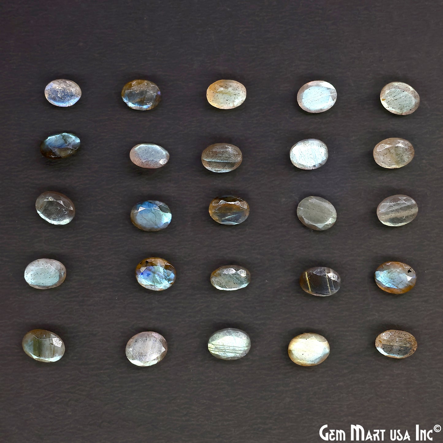 Labradorite Wholesale Gemstones, 100% Natural Semi-Precious Gems, Blue Flash Faceted Loose Gems, 8x10mm, Oval, 5PC Lot