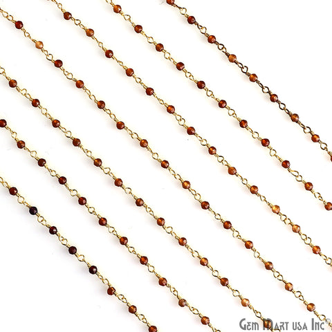 Citrine 2-2.5mm Tiny Beads Gold Wire Wrapped Rosary Chain