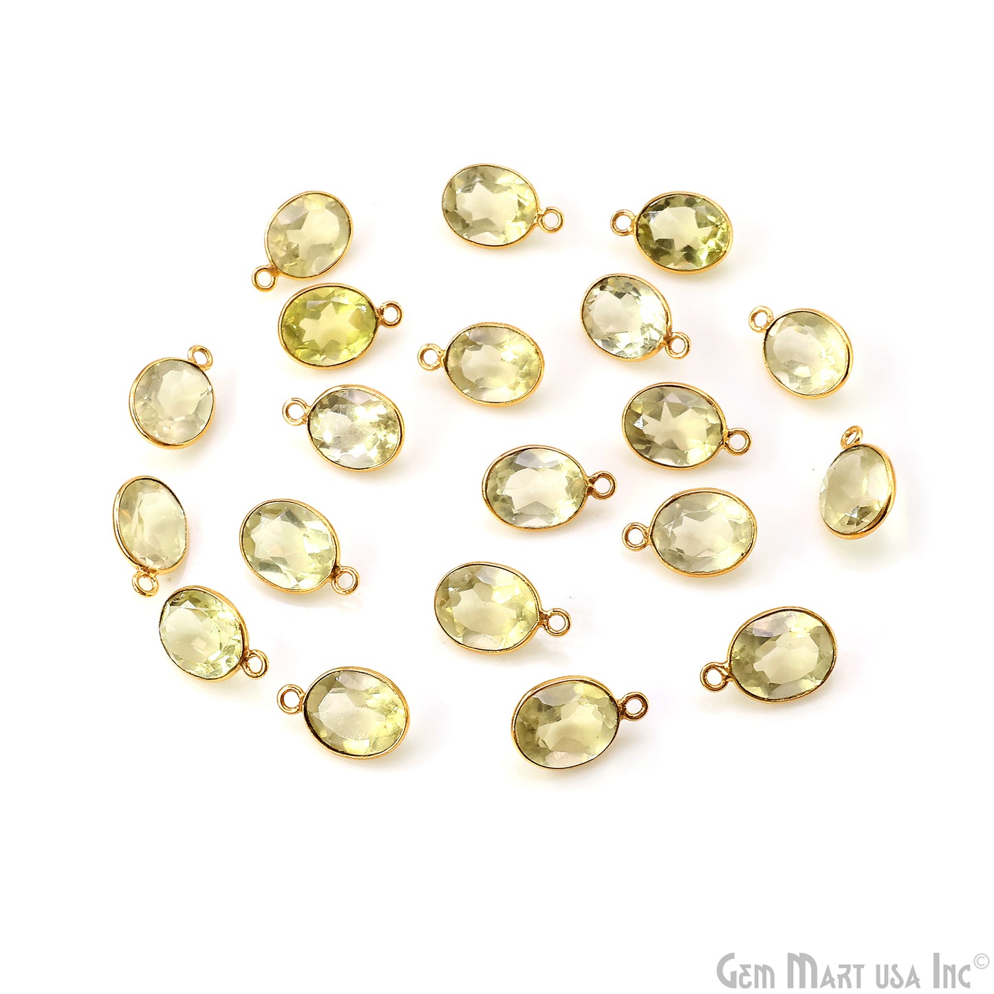 Oval 9x11mm Brilliant Cut Gold Plated Bezel Single Bail Connector