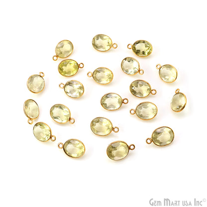 Oval 9x11mm Brilliant Cut Gold Plated Bezel Single Bail Connector