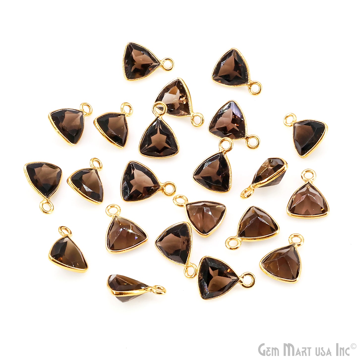 Trillion 8mm Brilliant Cut Gold Plated Bezel Single Bail Gemstone Connector