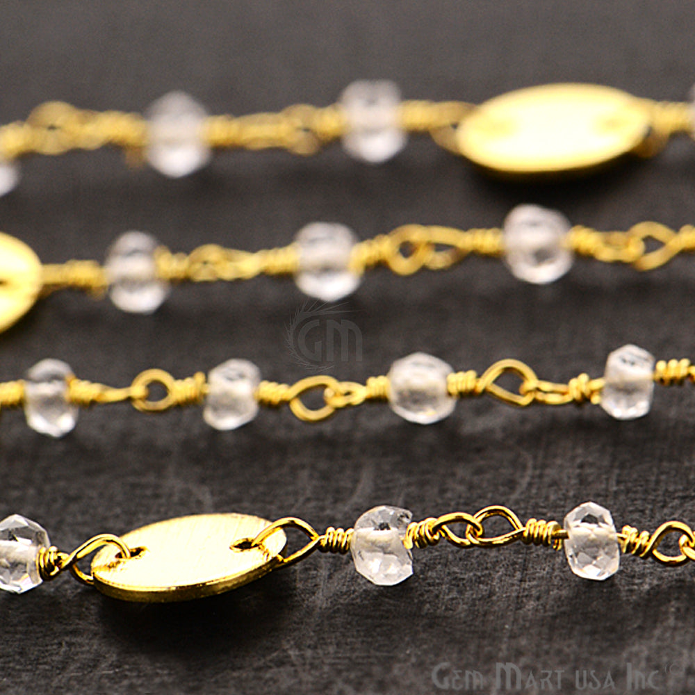 Crystal Beads With Round Finding Wire Wrapped Gold Plated Fancy Rosary Chain