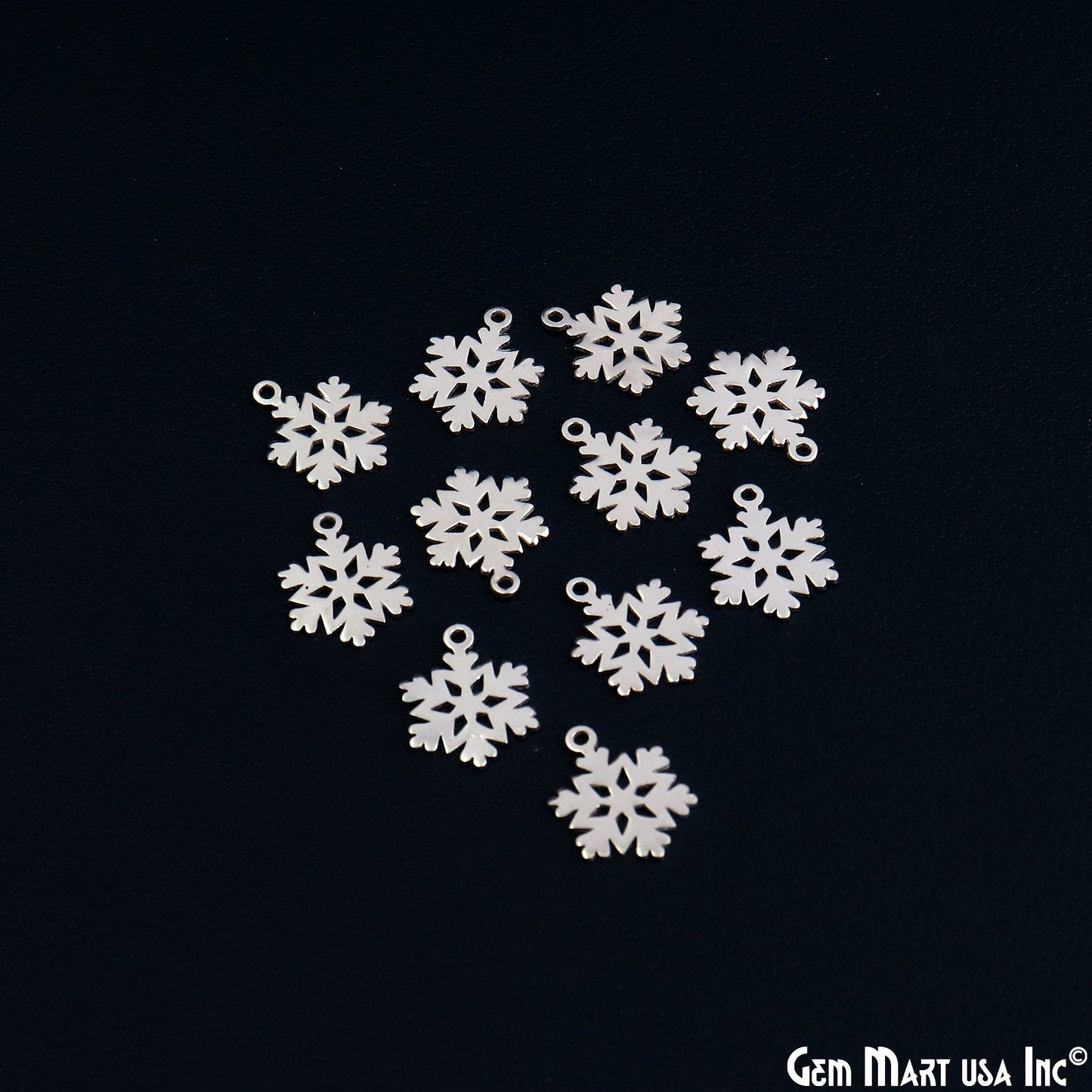 Snowflake Shape 16.2x12.2mm Silver Plated Textured Charm Minimalist Finding