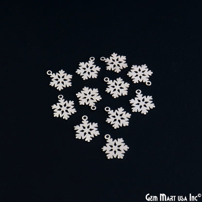 Snowflake Shape 16.2x12.2mm Silver Plated Textured Charm Minimalist Finding