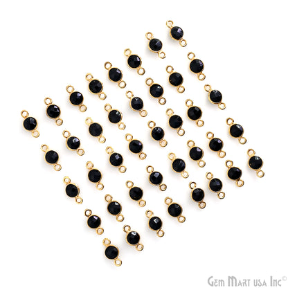 Black Onyx Round 5mm Double Bail Gold Plated Bezel Connector