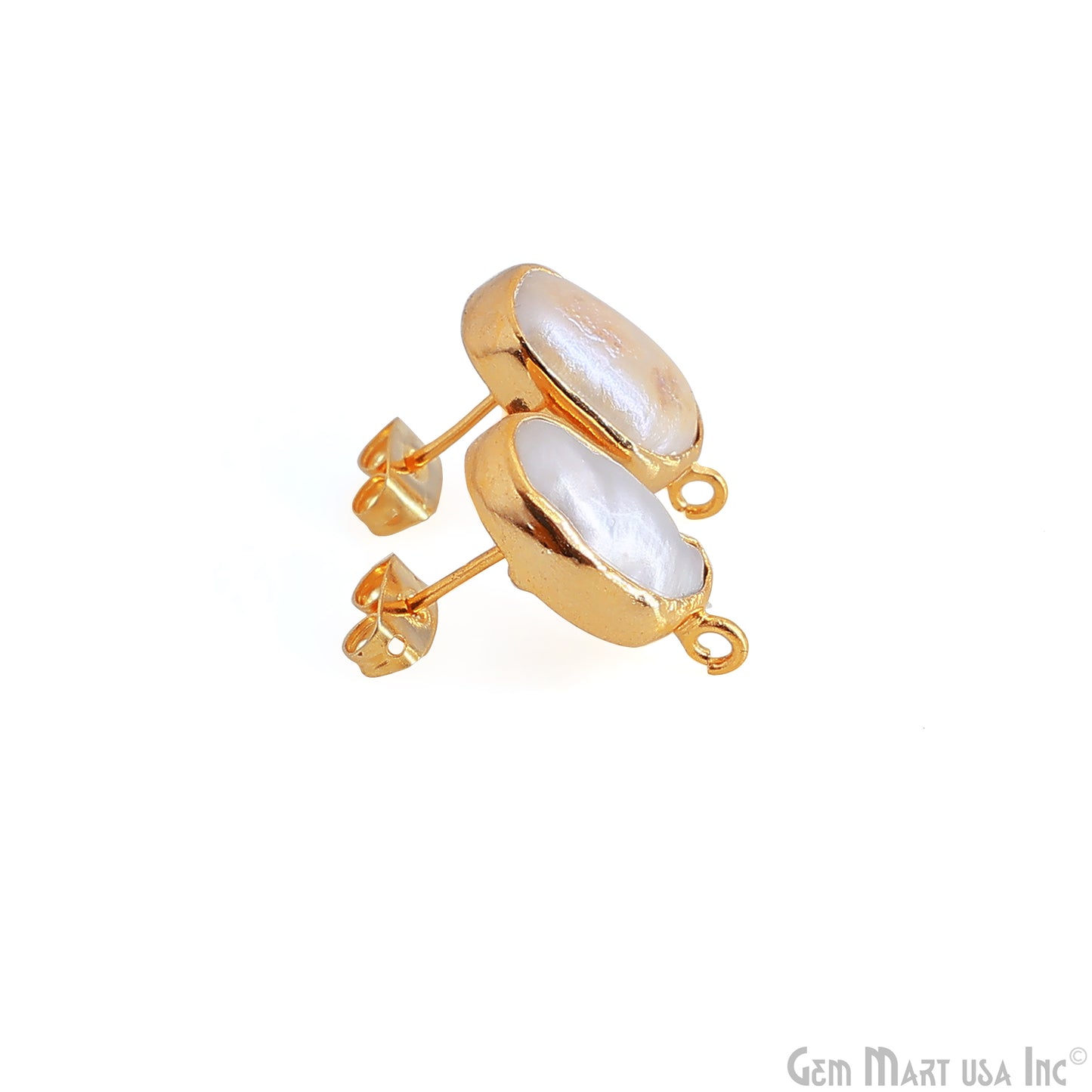 DIY Pearl 19x9mm Gold Electroplated Loop Connector Studs Earrings