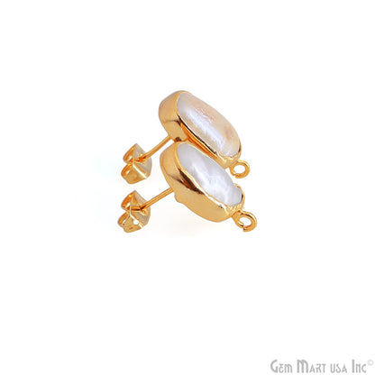 DIY Pearl 19x9mm Gold Electroplated Loop Connector Studs Earrings