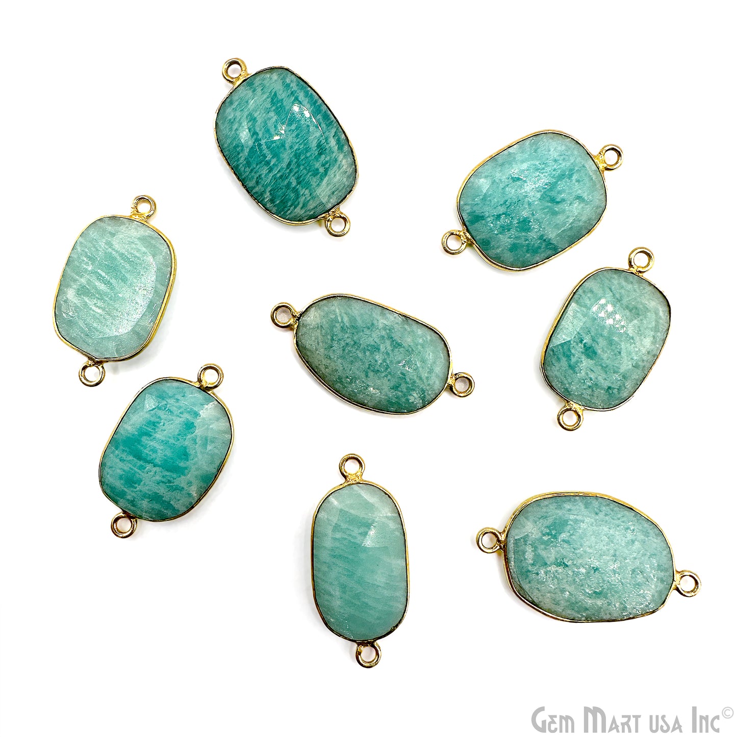 Amazonite Free Form Gold Plated Bezel Gemstone Connector 18mm Appx.