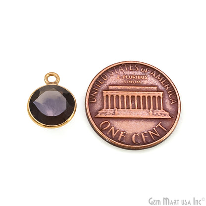 Round 9mm Brilliant Cut Gold Plated Bezel Single Bail Gemstone Connector