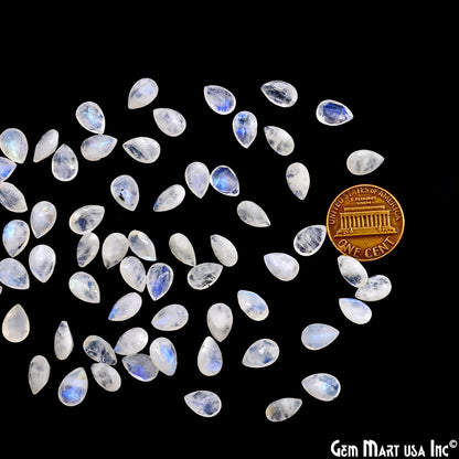 Rainbow Moonstone Wholesale Gemstones, 100% Natural Semi-Precious Gems, Rainbow Cabochons Loose Gems, 6x9mm, Pears, 10PC