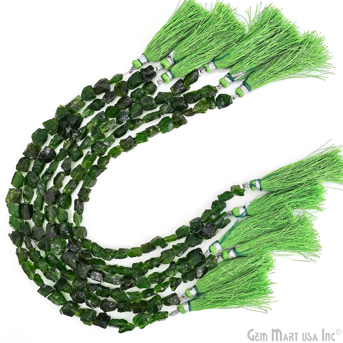 Chrome Diopside Rough Beads, 9 Inch Gemstone Strands, Drilled Strung Briolette Beads, Free Form, 7x5mm