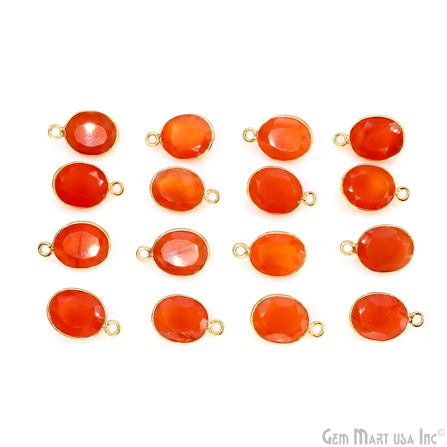 Oval 9x11mm Brilliant Cut Gold Plated Bezel Single Bail Connector