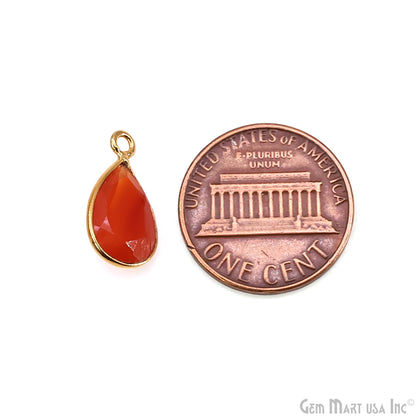 Pears 8x12mm Brilliant Cut Gold Plated Bezel Single Bail Gemstone Connector